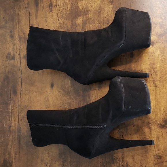 Black velvet stilleto platform boots sz 9 - Picture 2 of 12